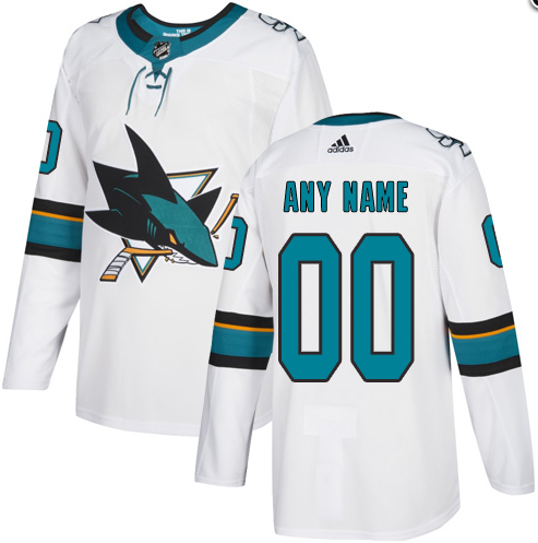 Men's San Jose Sharks White Custom Name Number Size NHL Stitched Jersey